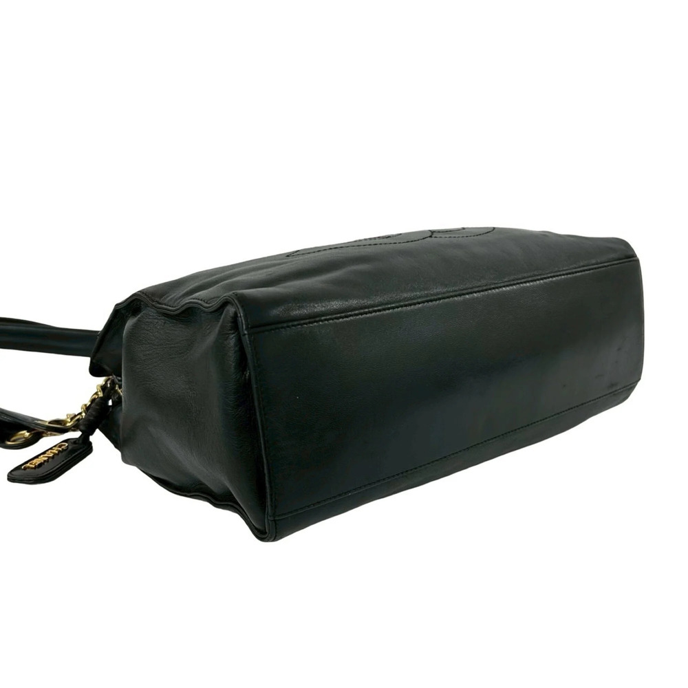 CHANEL Vintage Black Lambskin Leather Logo Shoulder Bag - Picture 7 of 10